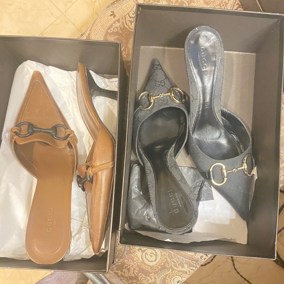 Various vintage Gucci mules $100 each. SZ 7, orig $400. Red, brown, & black - Picture 1 of 3